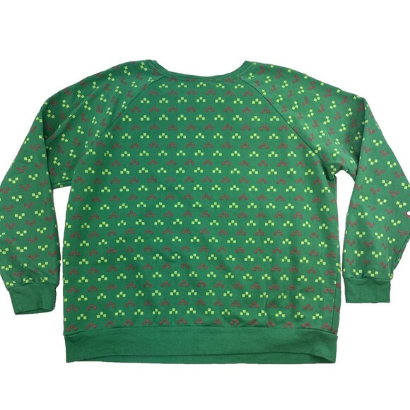 Nickelodeon TMNJ Cowabunga Christmas Sweatshirt Crewneck Pullover Green Womens L - Picture 8 of 10
